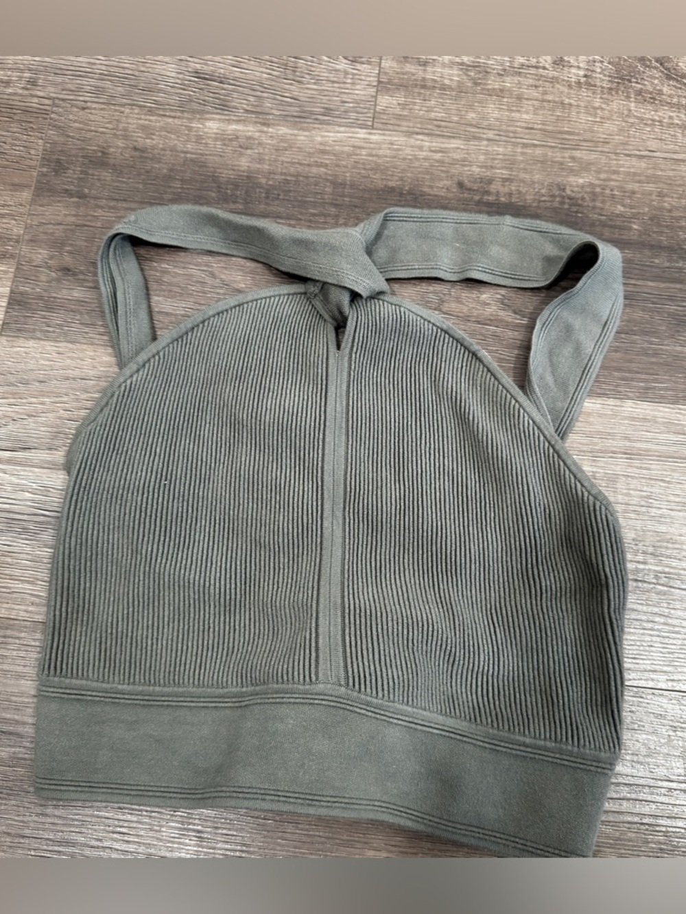Club Monaco Olive Green Ribbed Halter cropped Top M